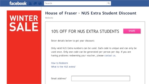 House of Fraser’s Facebook App
